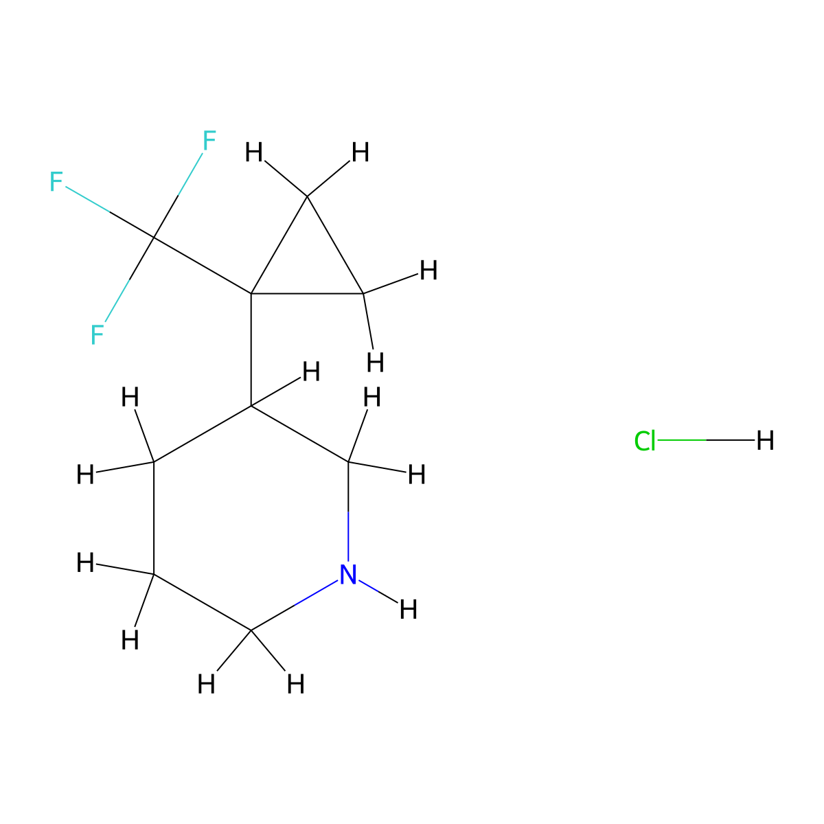 3-[1-(Trifluoromethyl)cyclopropyl]piperidinehydrochloride molecular structure, CAS 2792185-56-7