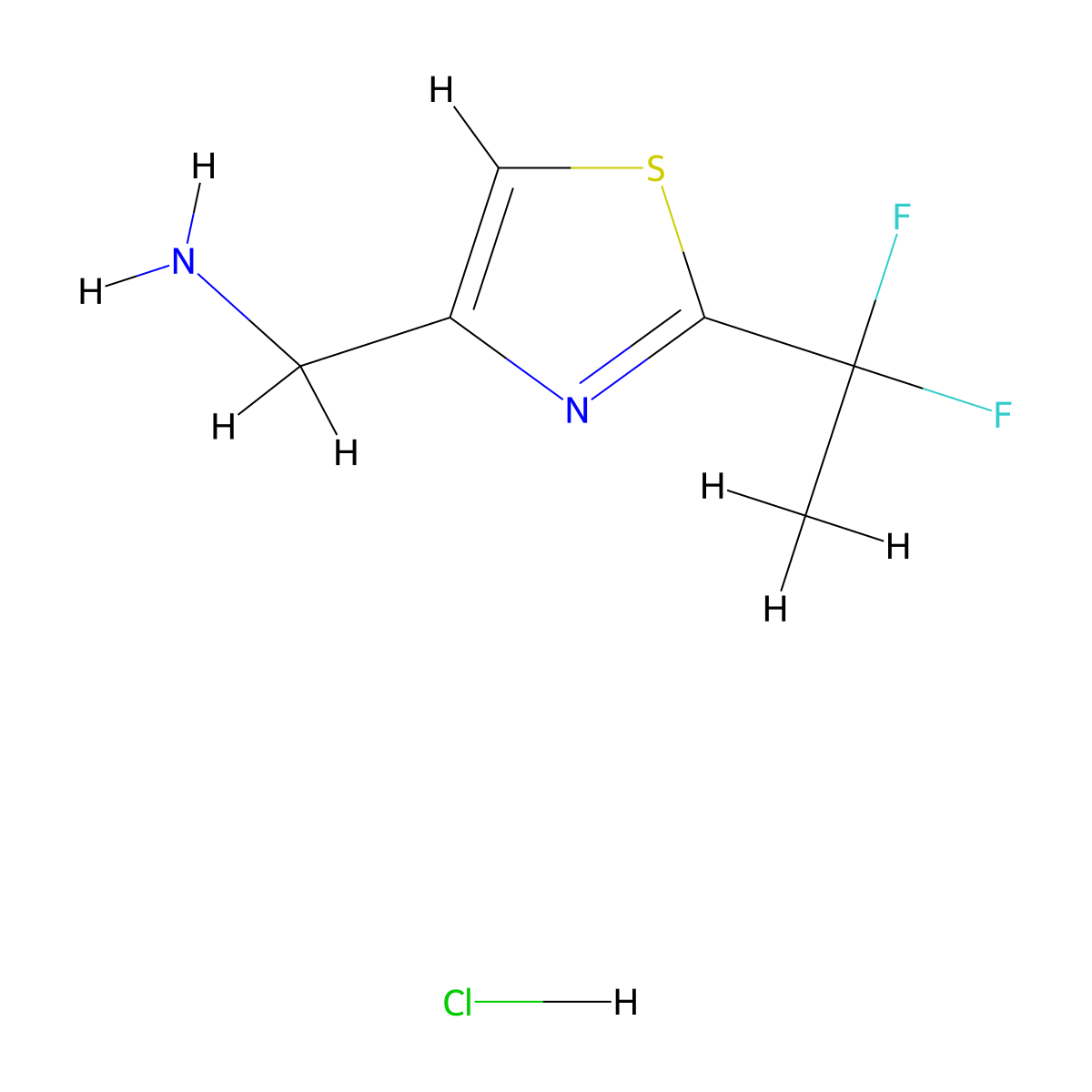 1-(2-(1,1-Difluoroethyl)-1,3-thiazol-4-yl)methanamine hydrochloride molecular structure, CAS 2792185-81-8