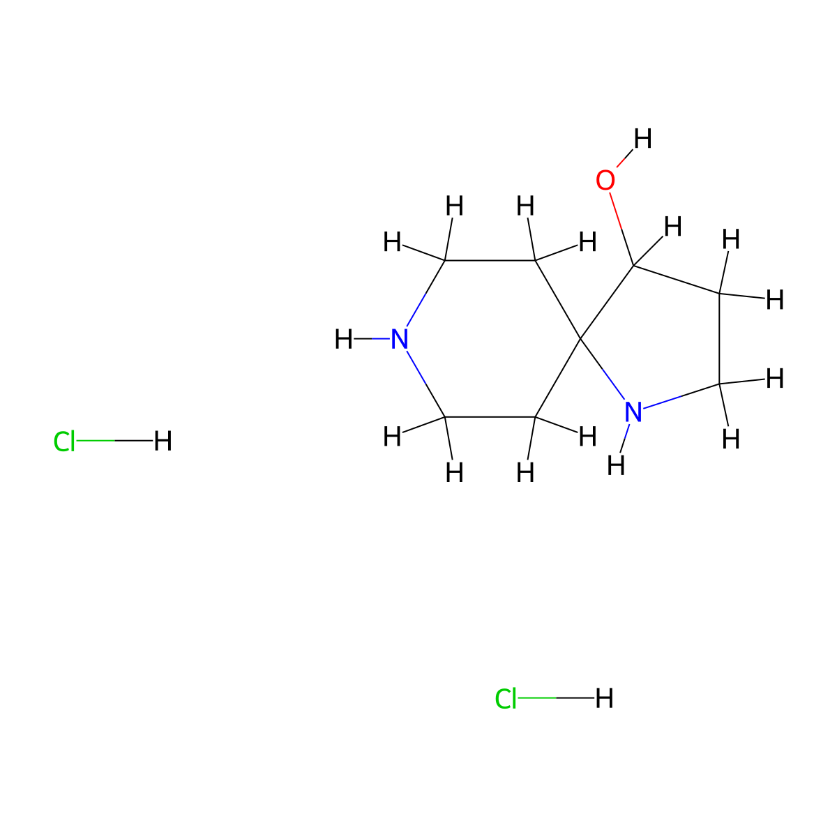 1,8-Diazaspiro(4.5)decan-4-ol dihydrochloride molecular structure, CAS 2792185-82-9