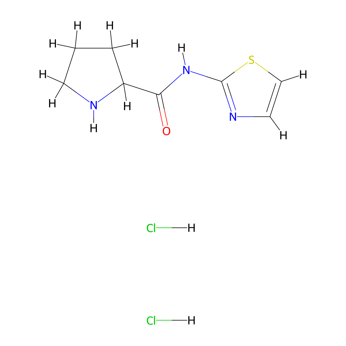 N-(1,3-thiazol-2-yl)pyrrolidine-2-carboxamidedihydrochloride molecular structure, CAS 2792185-90-9