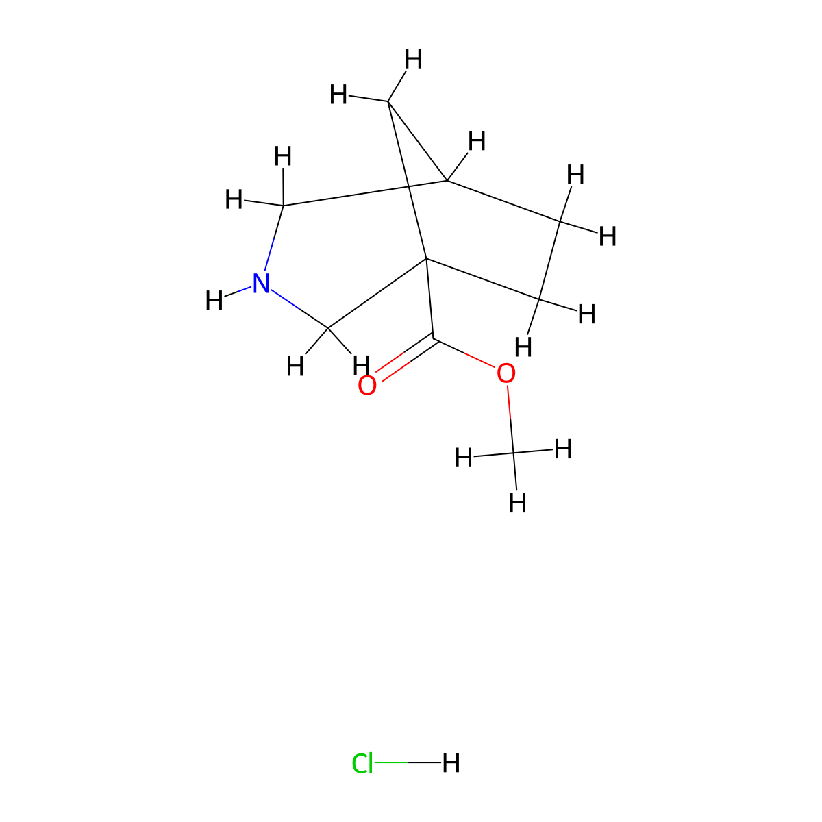 Methyl 3-azabicyclo(3.2.1)octane-1-carboxylate hydrochloride molecular structure, CAS 2792185-93-2
