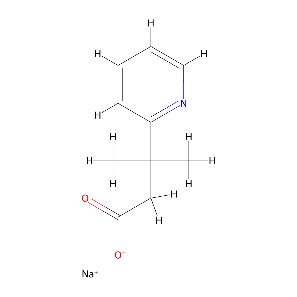 Sodium 3-methyl-3-(pyridin-2-yl)butanoate molecular structure, CAS 2792186-02-6