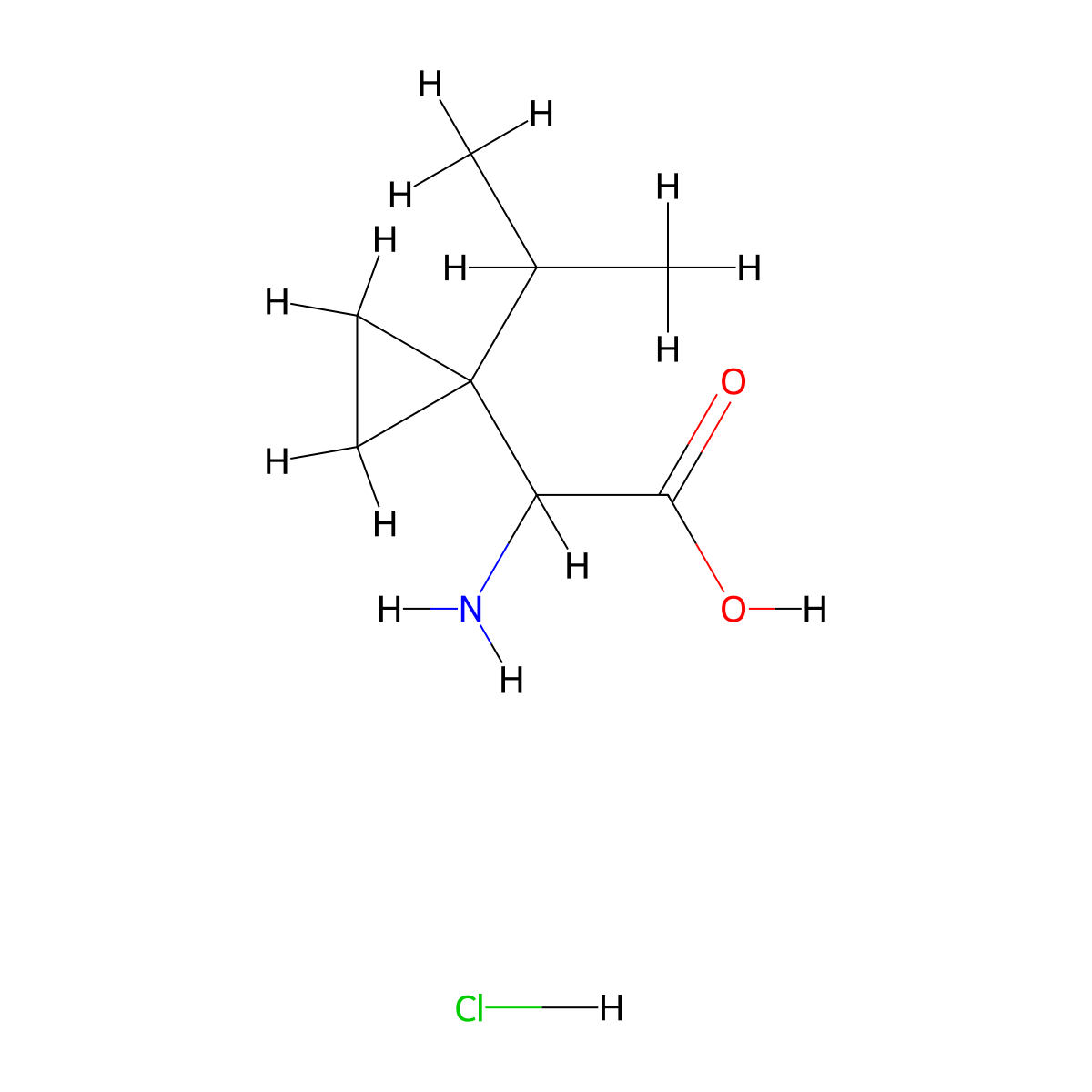 2-Amino-2-[1-(propan-2-yl)cyclopropyl]aceticacidhydrochloride molecular structure, CAS 2792186-10-6