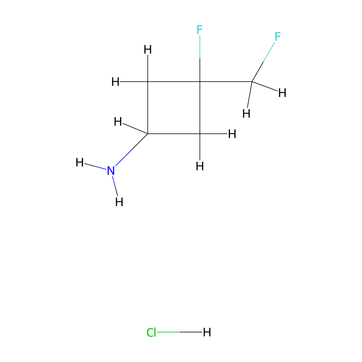 3-Fluoro-3-(fluoromethyl)cyclobutan-1-aminehydrochloride molecular structure, CAS 2792186-23-1