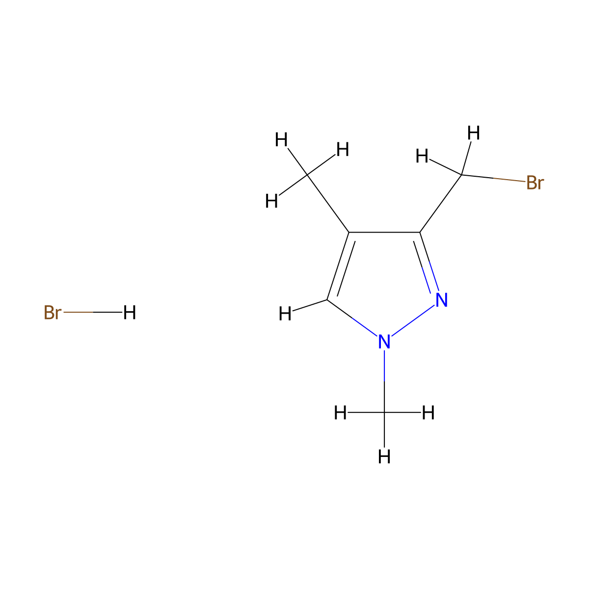3-(bromomethyl)-1,4-dimethyl-1H-pyrazole hydrobromide molecular structure, CAS 2792186-45-7