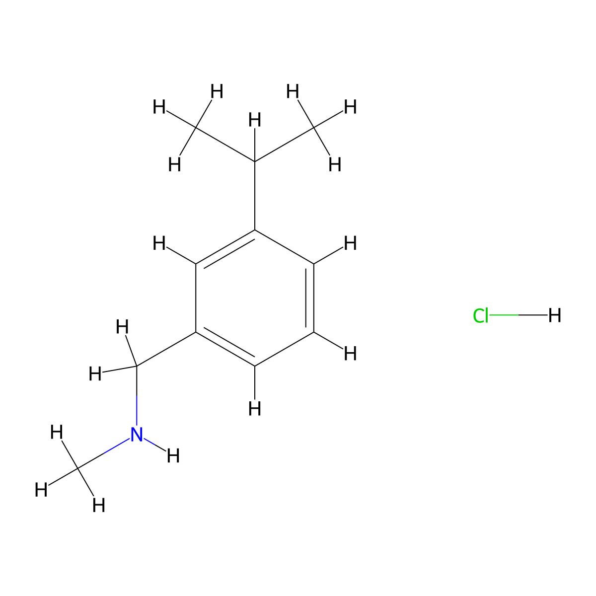 Methyl({[3-(propan-2-yl)phenyl]methyl})amine hydrochloride molecular structure, CAS 2792186-46-8