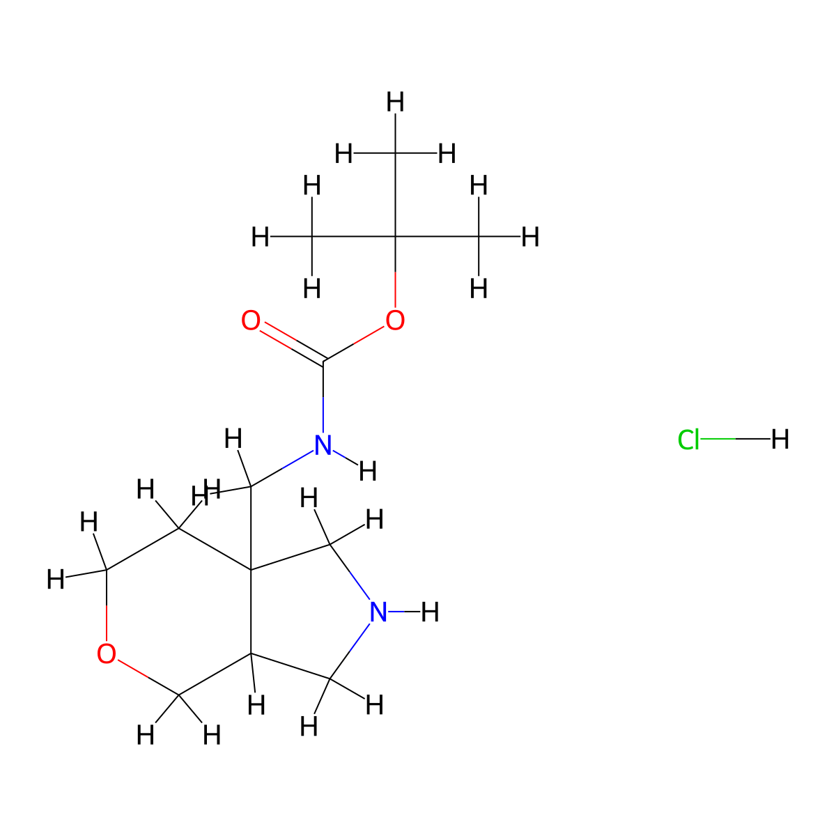 tert-butylN-({octahydropyrano[3,4-c]pyrrol-7a-yl}methyl)carbamatehydrochloride molecular structure, CAS 2792186-49-1