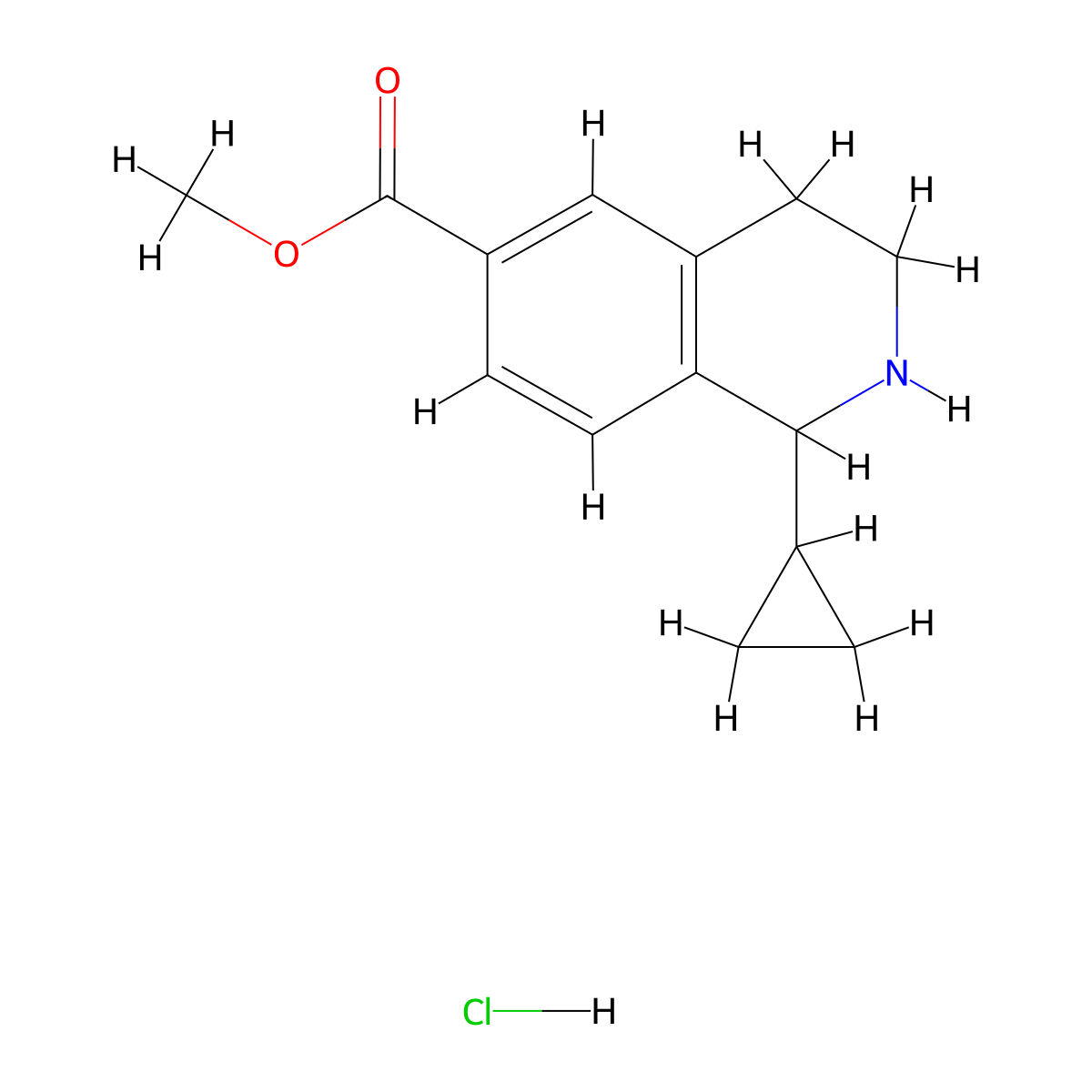 Methyl1-cyclopropyl-1,2,3,4-tetrahydroisoquinoline-6-carboxylatehydrochloride molecular structure, CAS 2792186-50-4
