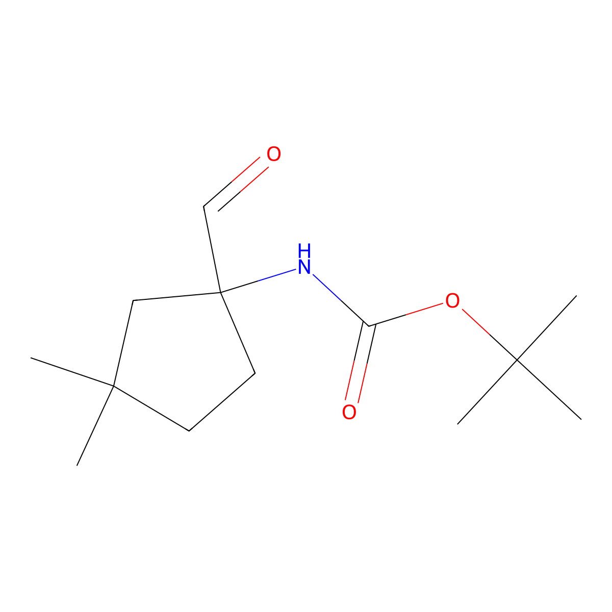 tert-butyl N-(1-formyl-3,3-dimethylcyclopentyl)carbamate molecular structure, CAS 2792186-52-6