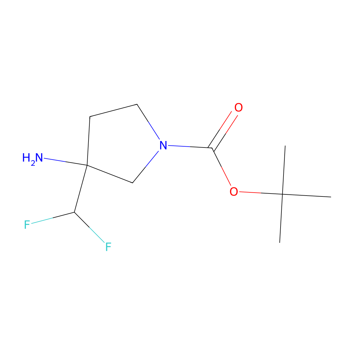 Tert-butyl 3-amino-3-(difluoromethyl)pyrrolidine-1-carboxylate molecular structure, CAS 2792186-54-8