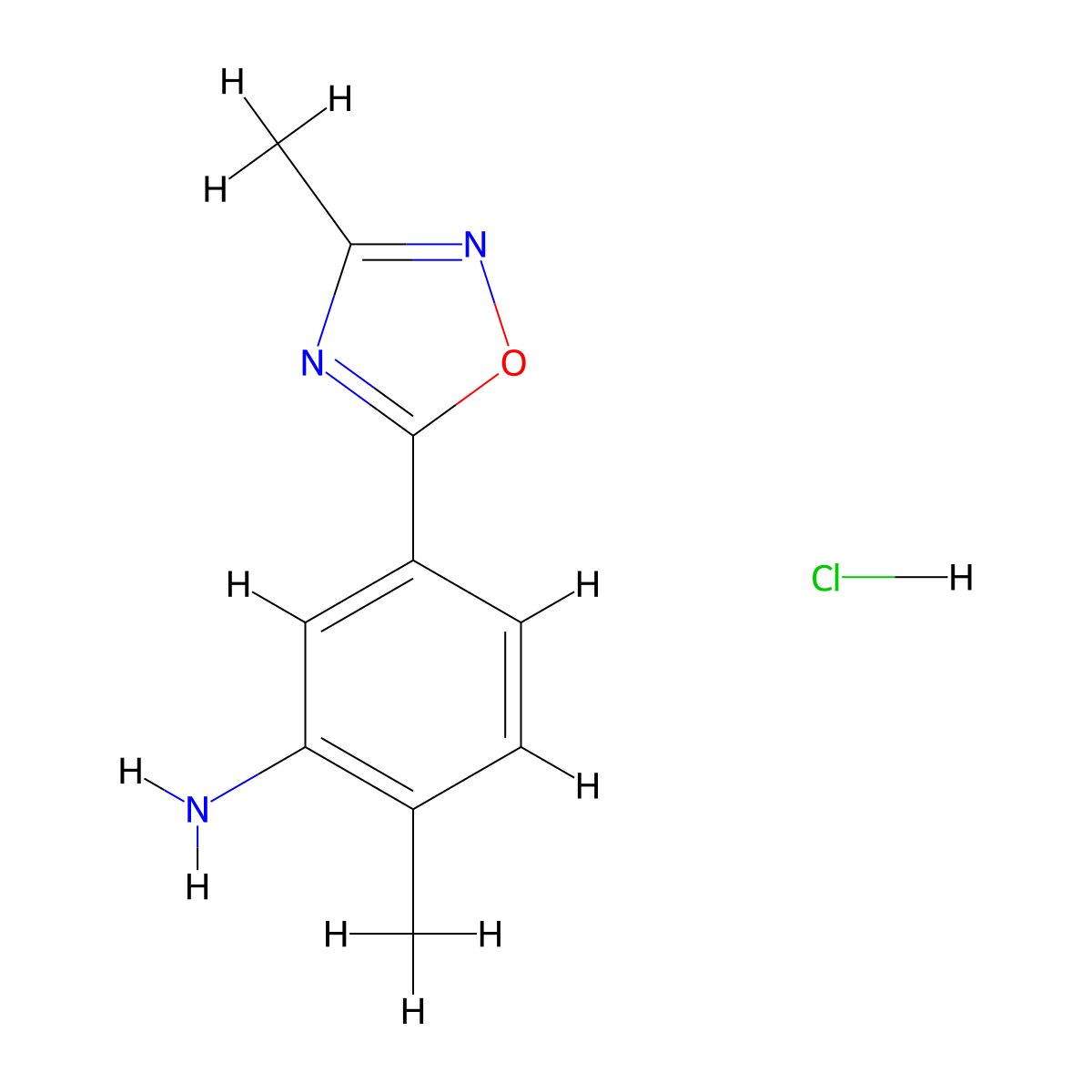 2-Methyl-5-(3-methyl-1,2,4-oxadiazol-5-yl)aniline hydrochloride molecular structure, CAS 2792186-56-0