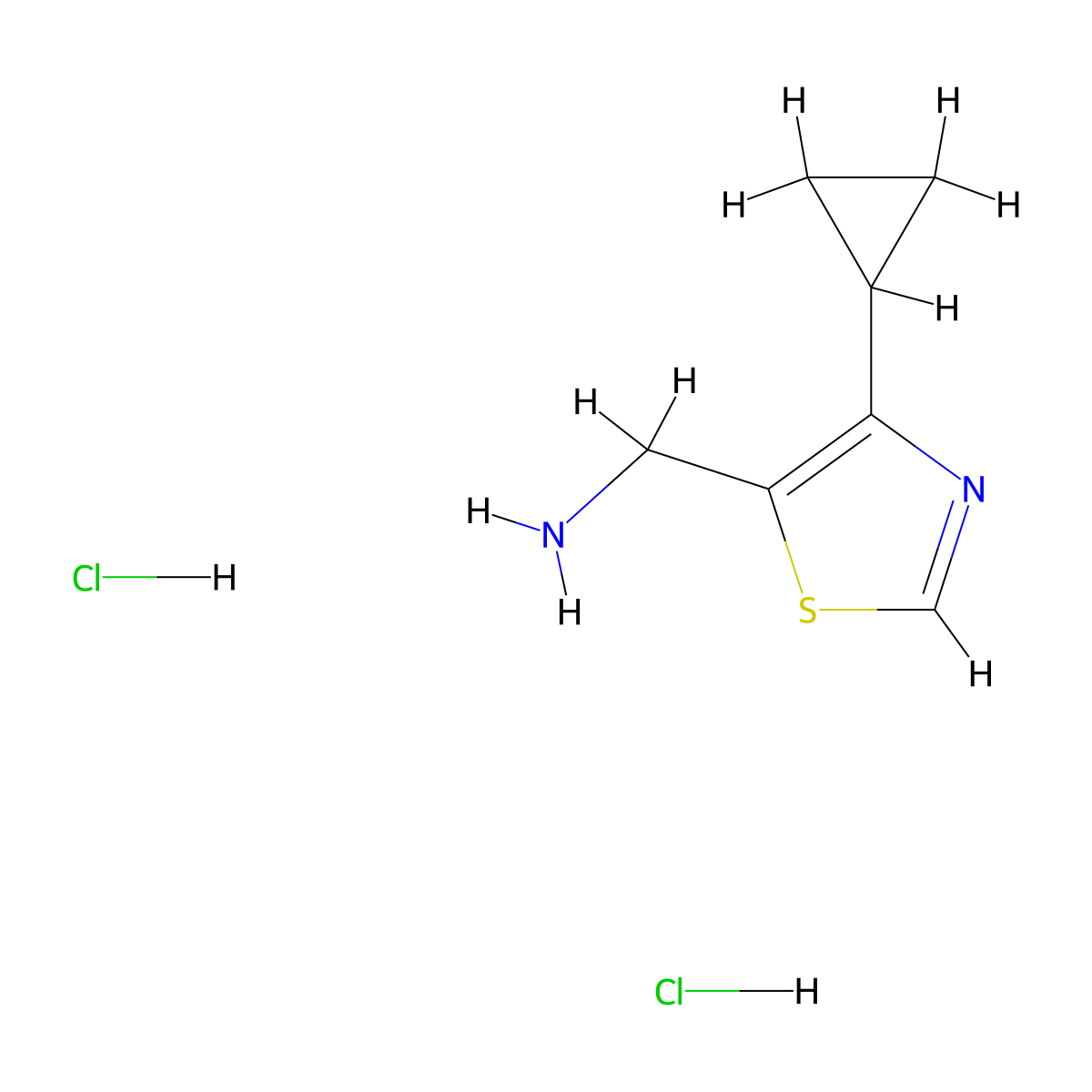 1-(4-Cyclopropyl-1,3-thiazol-5-yl)methanamine dihydrochloride molecular structure, CAS 2792186-65-1