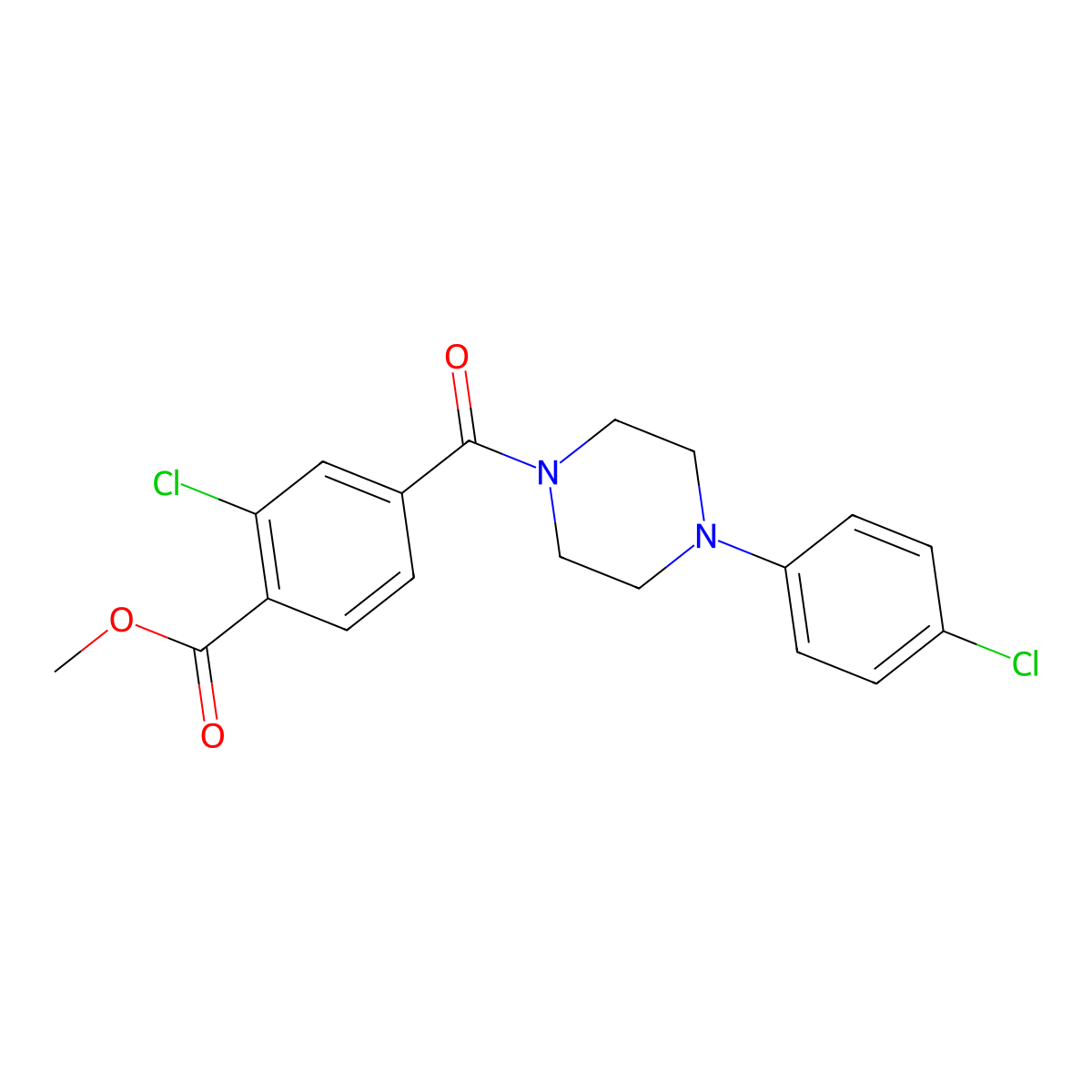Methyl 2-chloro-4-[4-(4-chlorophenyl)piperazine-1-carbonyl]benzoate molecular structure, CAS 2792186-66-2