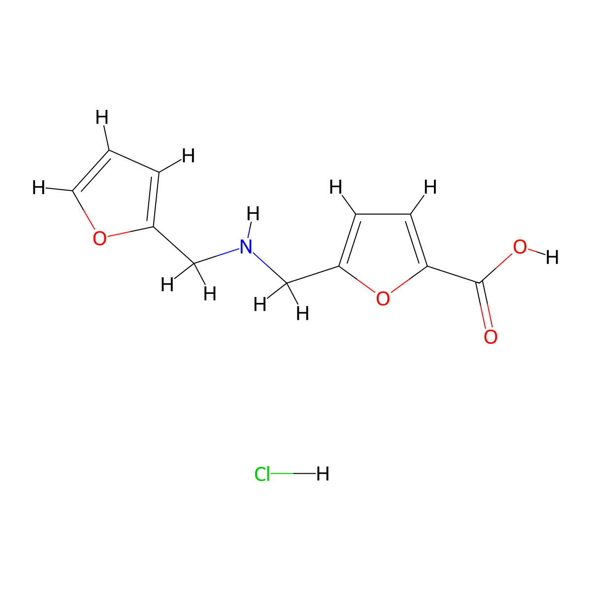 5-({[(Furan-2-yl)methyl]amino}methyl)furan-2-carboxylicacidhydrochloride molecular structure, CAS 2792186-76-4