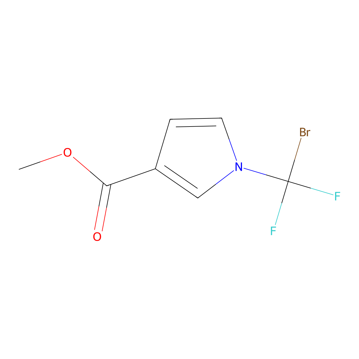 methyl 1-(bromodifluoromethyl)-1H-pyrrole-3-carboxylate molecular structure, CAS 2792186-90-2