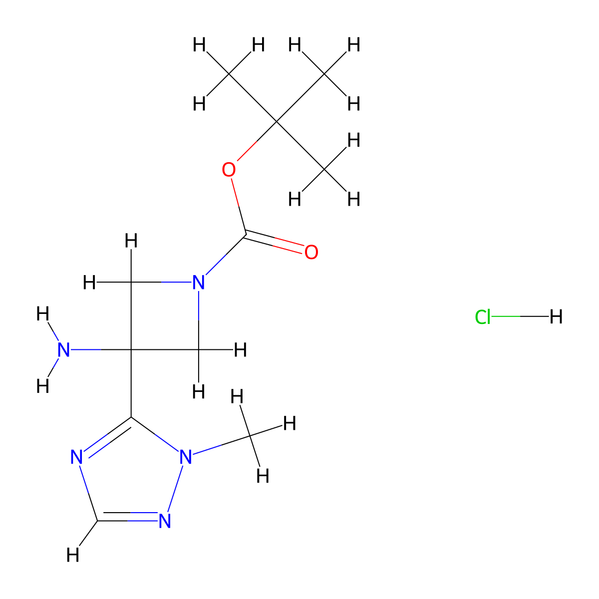 tert-butyl 3-amino-3-(1-methyl-1H-1,2,4-triazol-5-yl)azetidine-1-carboxylate hydrochloride molecular structure, CAS 2792186-97-9