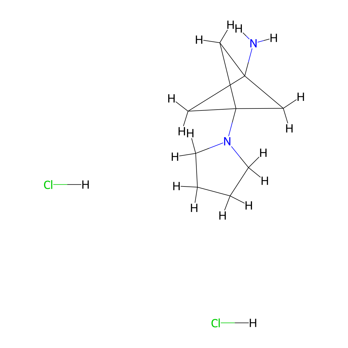 3-(Pyrrolidin-1-yl)bicyclo[1.1.1]pentan-1-amine dihydrochloride molecular structure, CAS 2792201-01-3