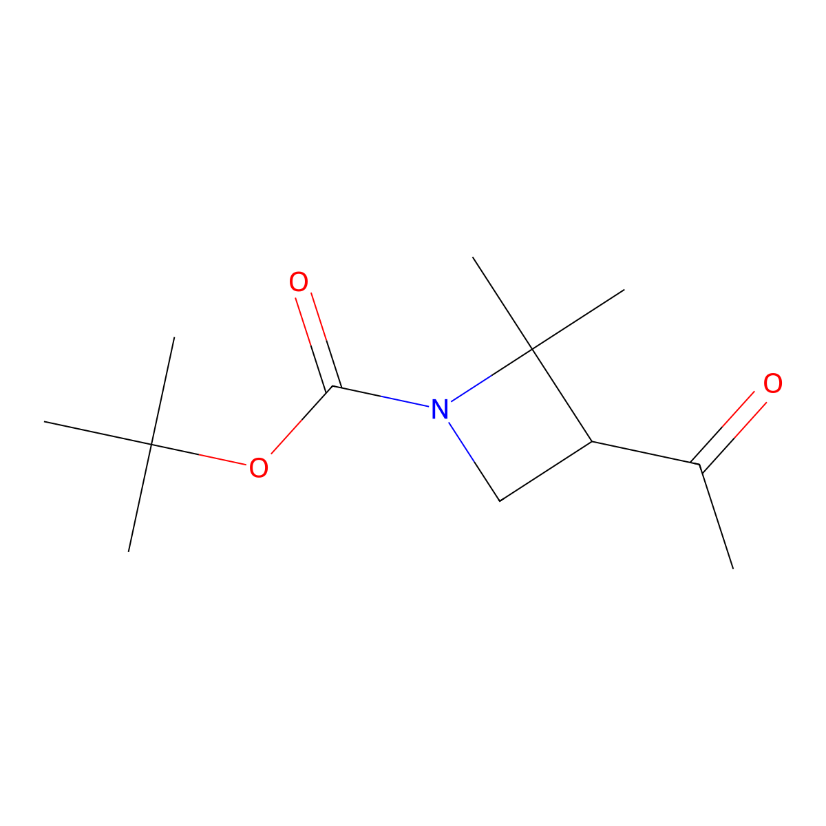 Tert-butyl 3-acetyl-2,2-dimethylazetidine-1-carboxylate molecular structure, CAS 2792201-12-6