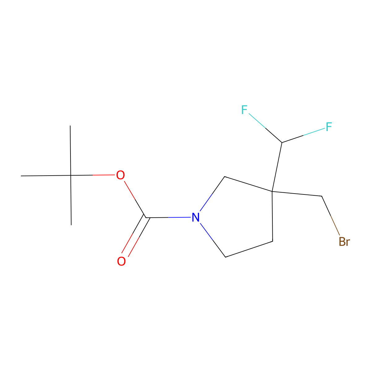 Tert-butyl 3-(bromomethyl)-3-(difluoromethyl)pyrrolidine-1-carboxylate molecular structure, CAS 2792201-14-8