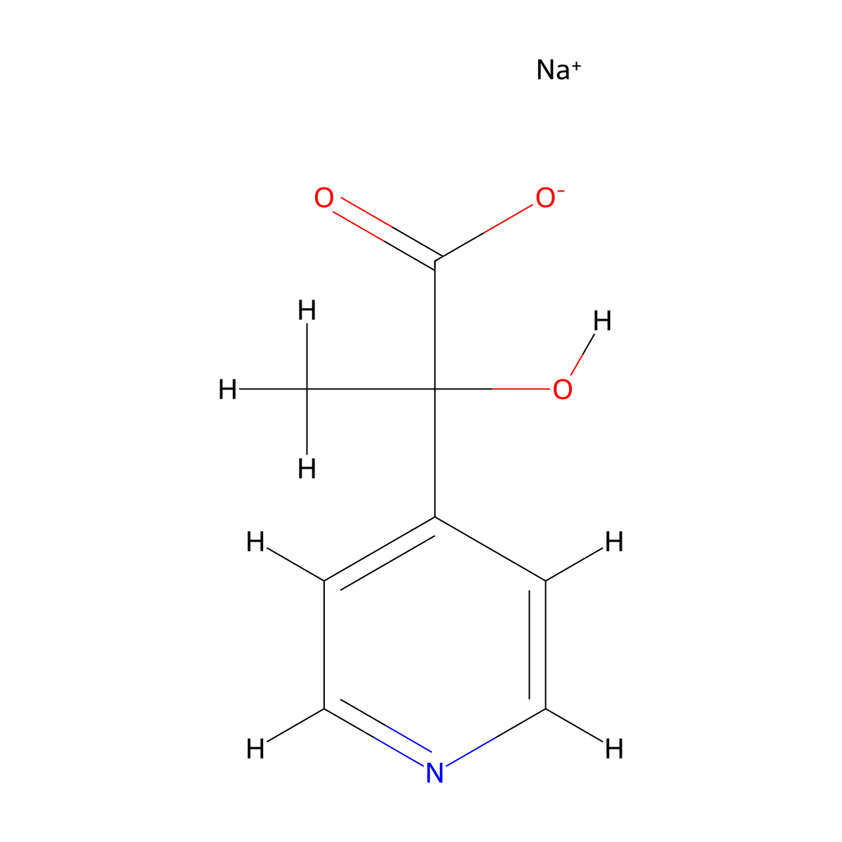 Sodium2-hydroxy-2-(pyridin-4-yl)propanoate molecular structure, CAS 2792201-22-8