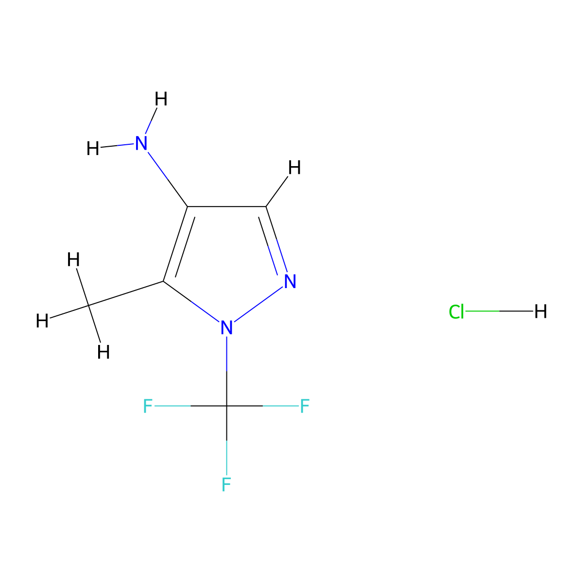 5-methyl-1-(trifluoromethyl)-1H-pyrazol-4-aminehydrochloride molecular structure, CAS 2792201-28-4