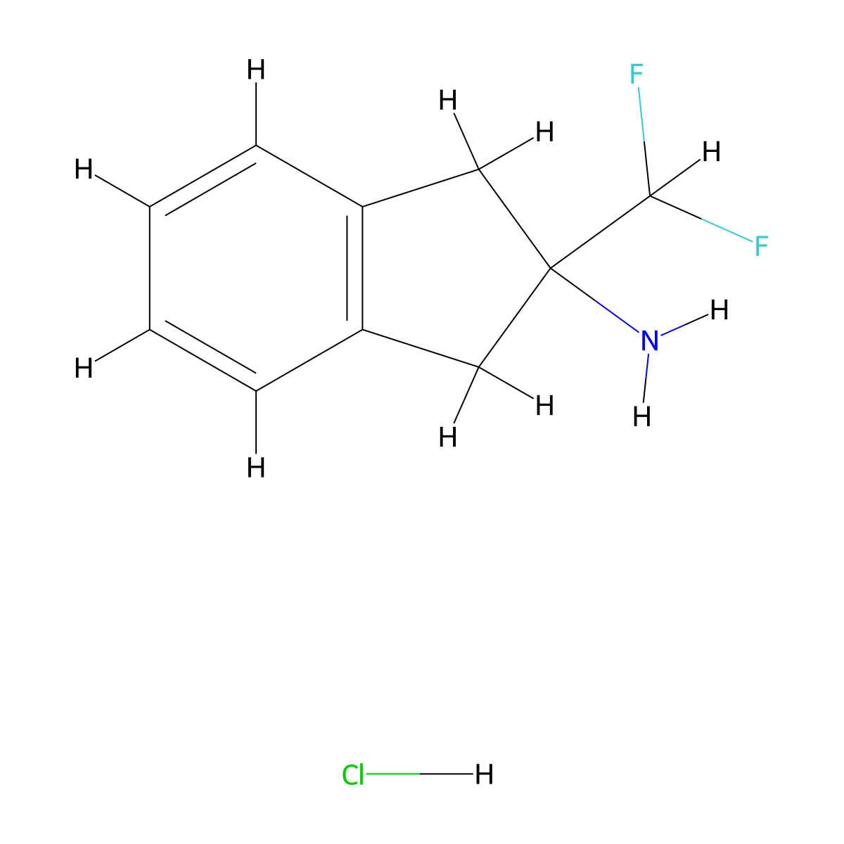 2-(difluoromethyl)-2,3-dihydro-1H-inden-2-aminehydrochloride molecular structure, CAS 2792201-30-8