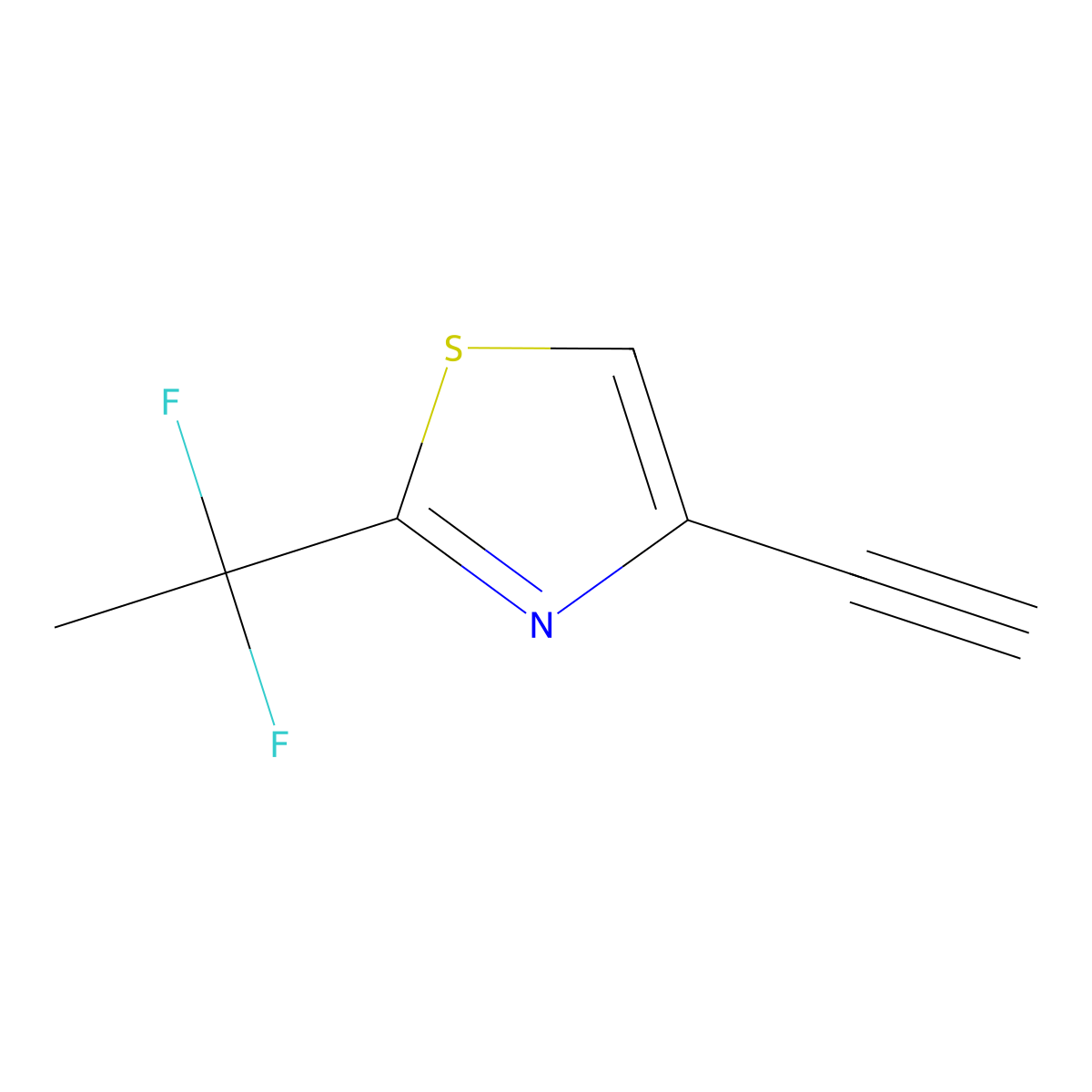 2-(1,1-Difluoroethyl)-4-ethynyl-1,3-thiazole molecular structure, CAS 2792201-42-2