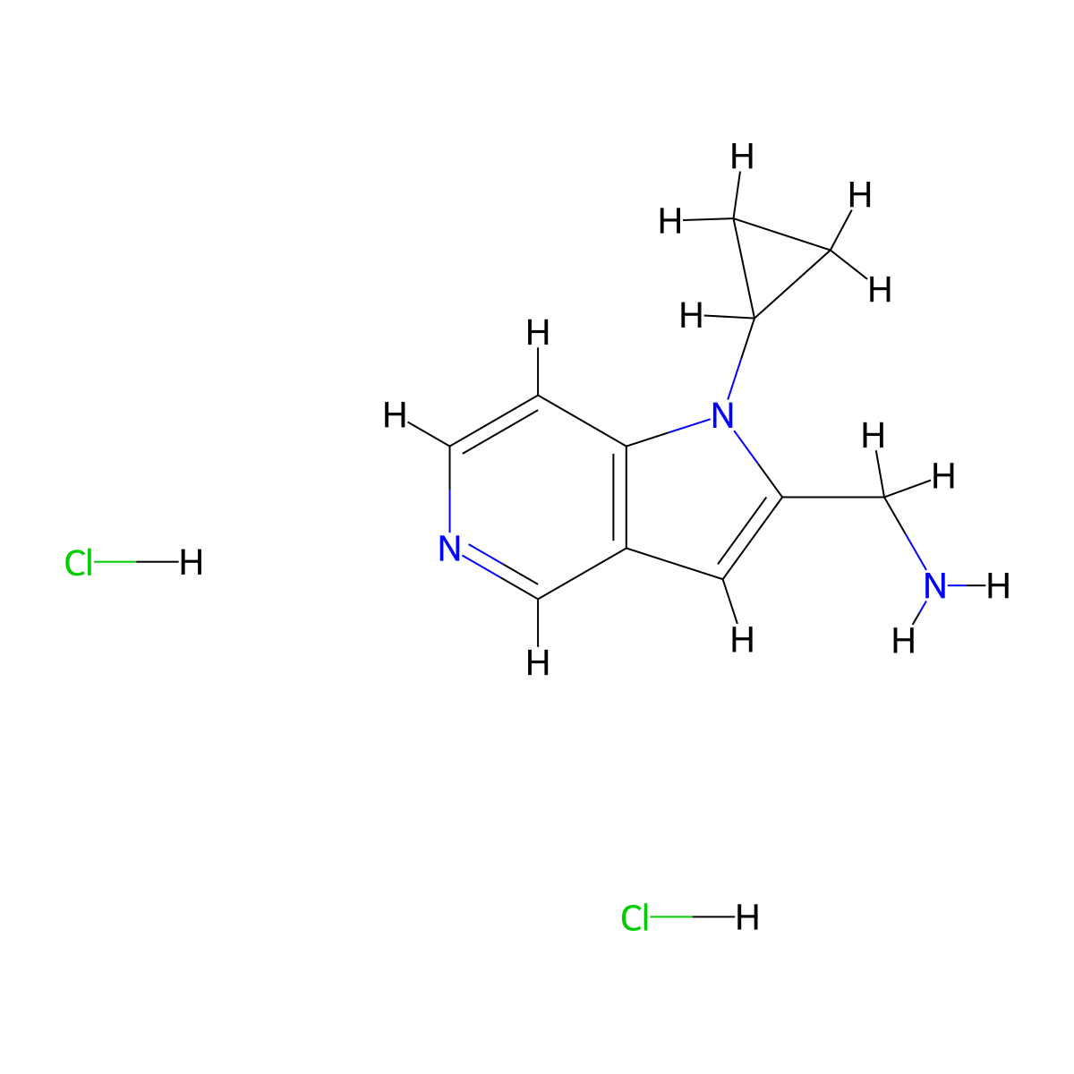 1-(1-cyclopropyl-1H-pyrrolo(3,2-c)pyridin-2-yl)methanamine dihydrochloride molecular structure, CAS 2792201-65-9