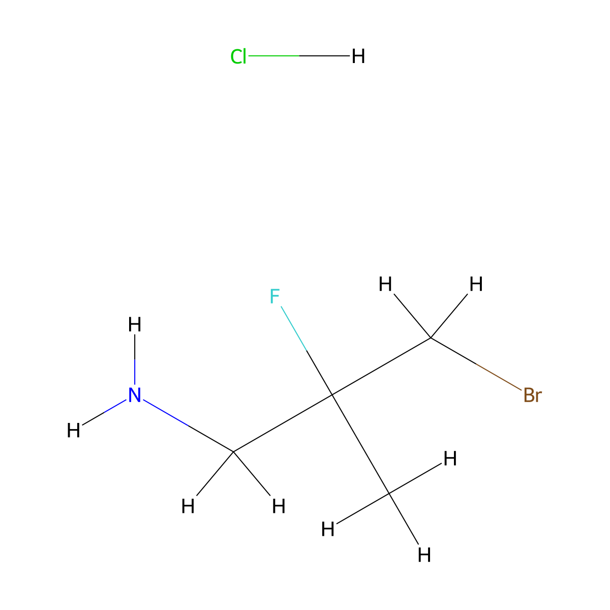 3-Bromo-2-fluoro-2-methylpropan-1-amine hydrochloride molecular structure, CAS 2792201-75-1