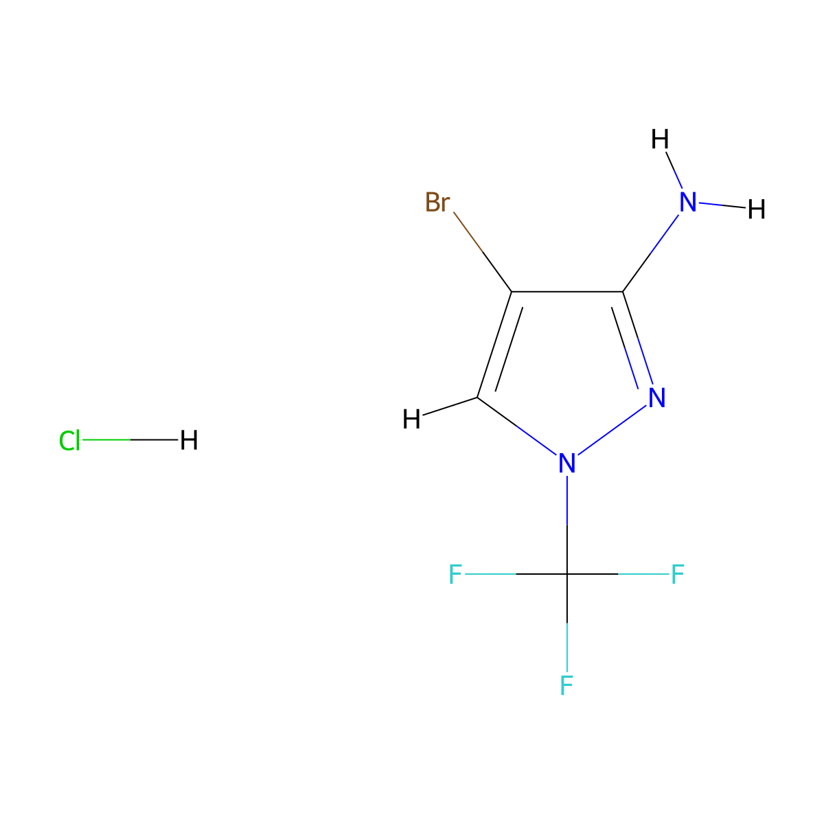 4-bromo-1-(trifluoromethyl)-1H-pyrazol-3-amine hydrochloride molecular structure, CAS 2792201-79-5