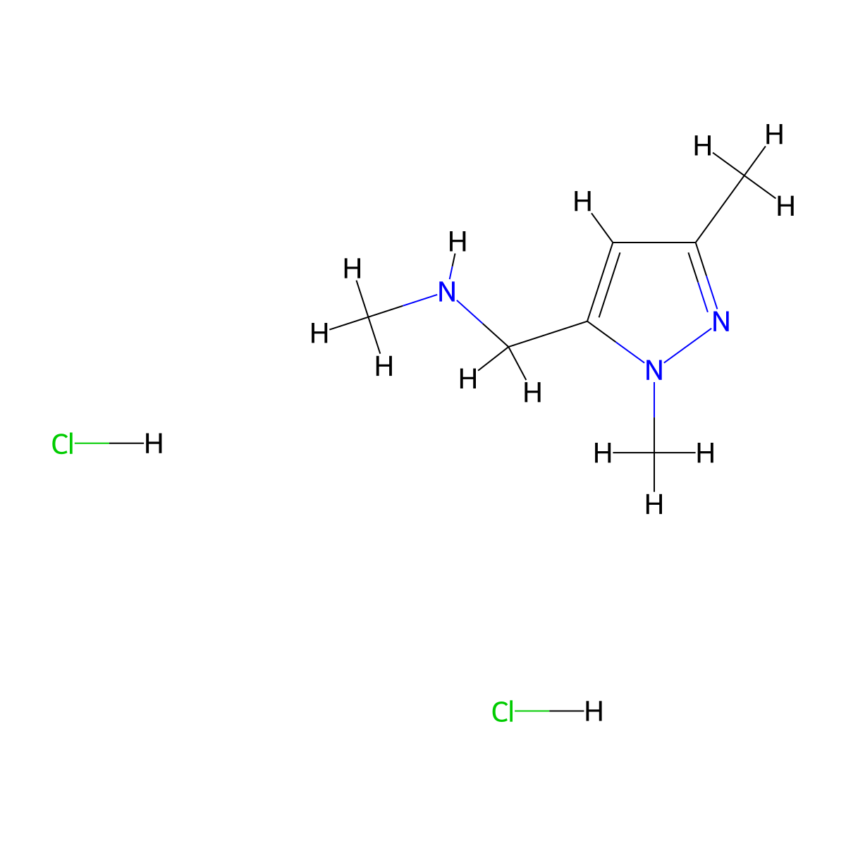 [(1,3-dimethyl-1H-pyrazol-5-yl)methyl](methyl)amine dihydrochloride molecular structure, CAS 2792201-89-7