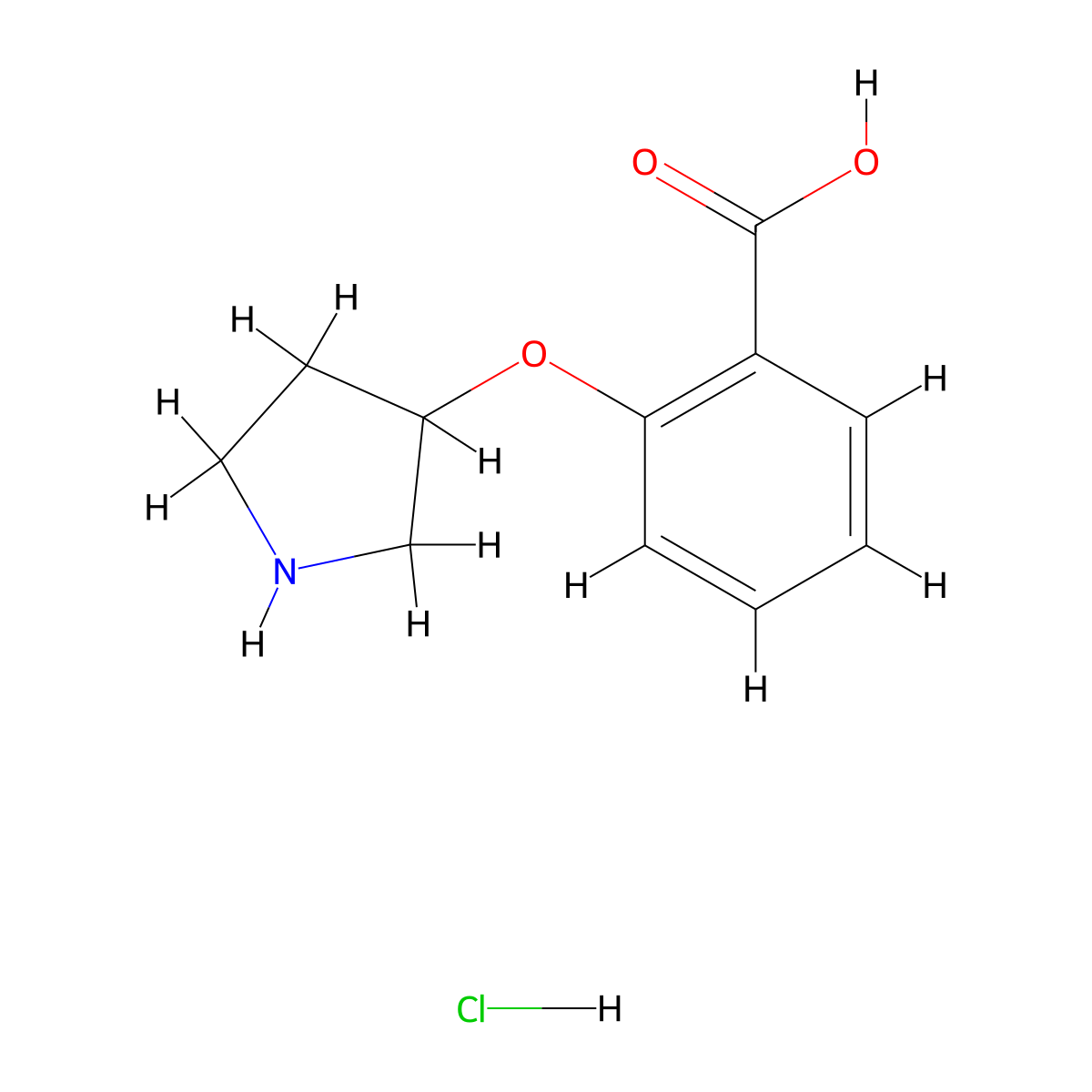 2-(Pyrrolidin-3-yloxy)benzoic acid hydrochloride molecular structure, CAS 2792201-93-3