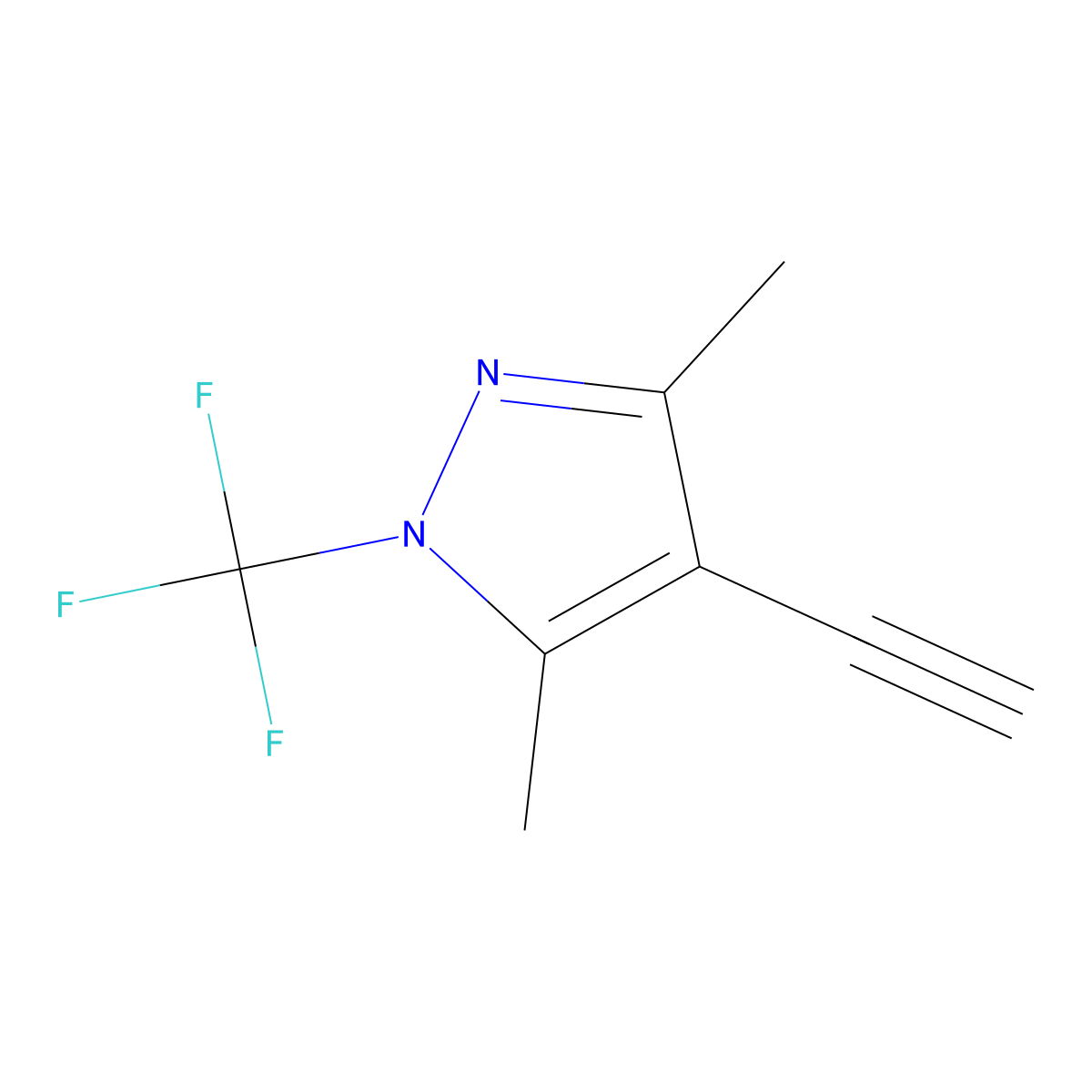 4-ethynyl-3,5-dimethyl-1-(trifluoromethyl)-1H-pyrazole molecular structure, CAS 2792201-97-7