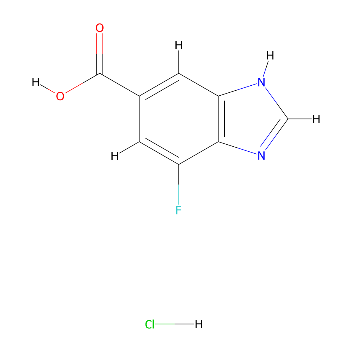 4-fluoro-1H-1,3-benzodiazole-6-carboxylic acid hydrochloride molecular structure, CAS 2792202-01-6