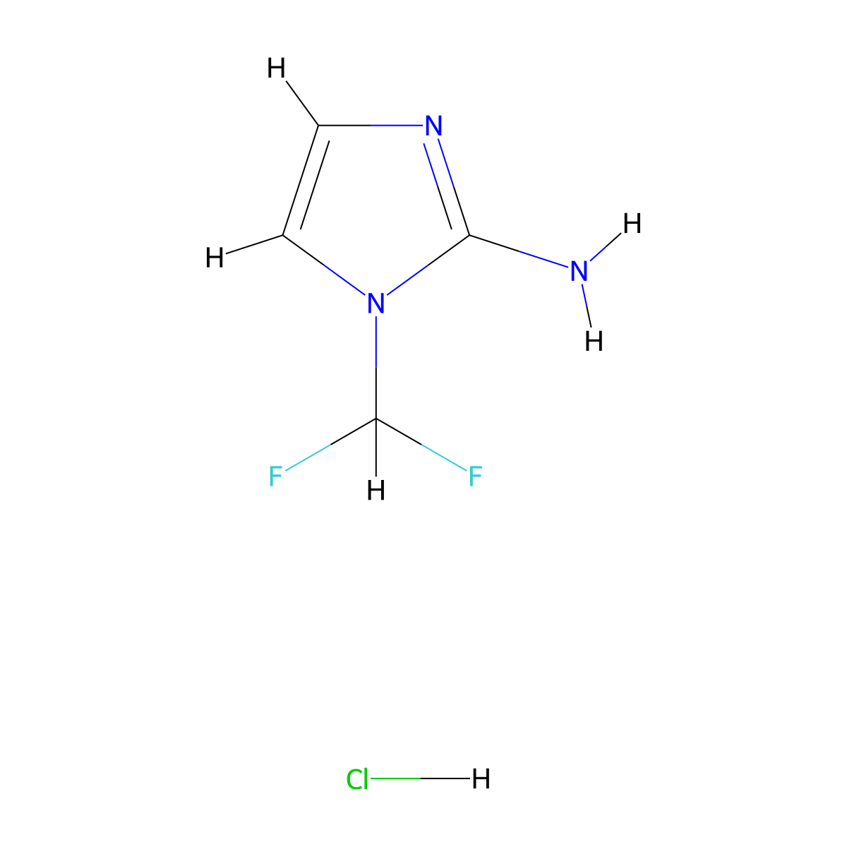 1-(difluoromethyl)-1H-imidazol-2-amine hydrochloride molecular structure, CAS 2792202-07-2