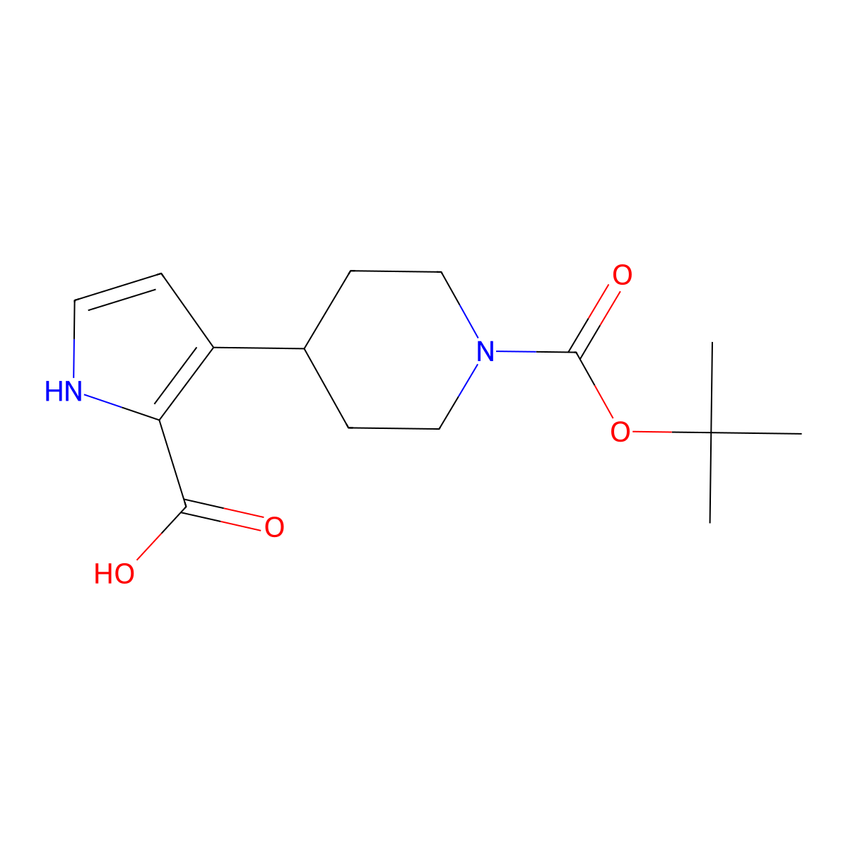 3-(1-((tert-butoxy)carbonyl)piperidin-4-yl)-1H-pyrrole-2-carboxylic acid molecular structure, CAS 2792202-23-2