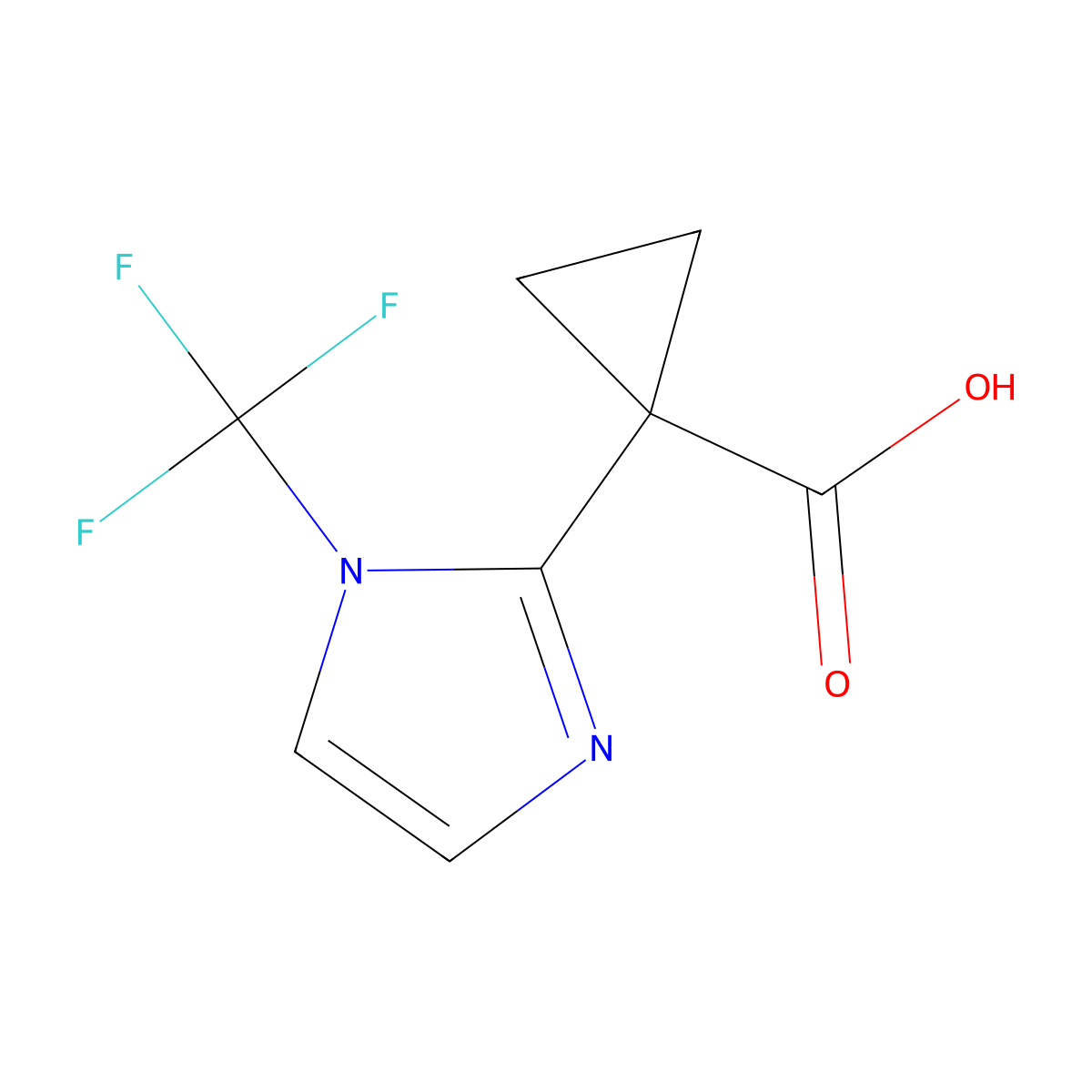 1-[1-(trifluoromethyl)-1H-imidazol-2-yl]cyclopropane-1-carboxylic acid molecular structure, CAS 2792216-99-8