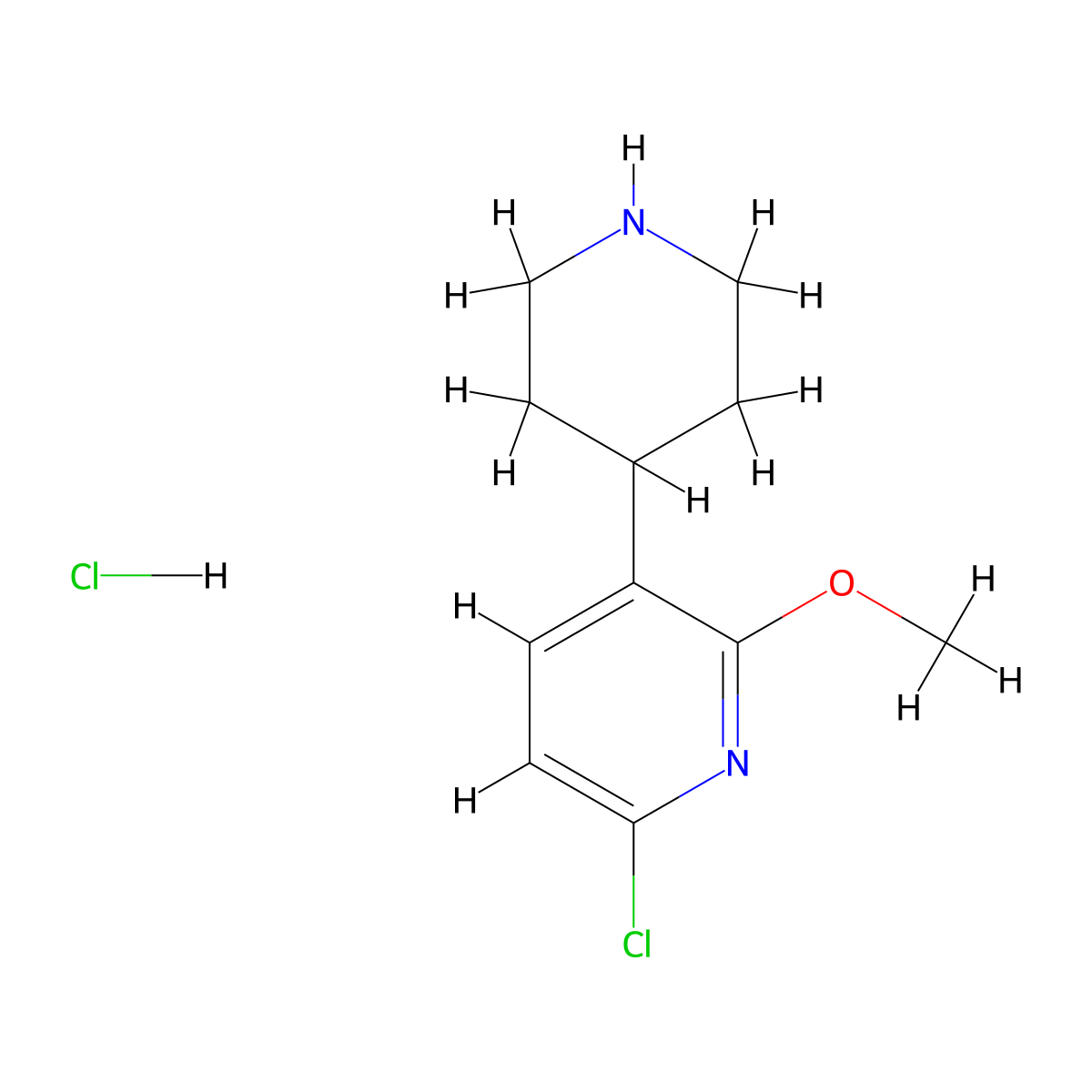6-Chloro-2-methoxy-3-(piperidin-4-yl)pyridine hydrochloride molecular structure, CAS 2792217-11-7