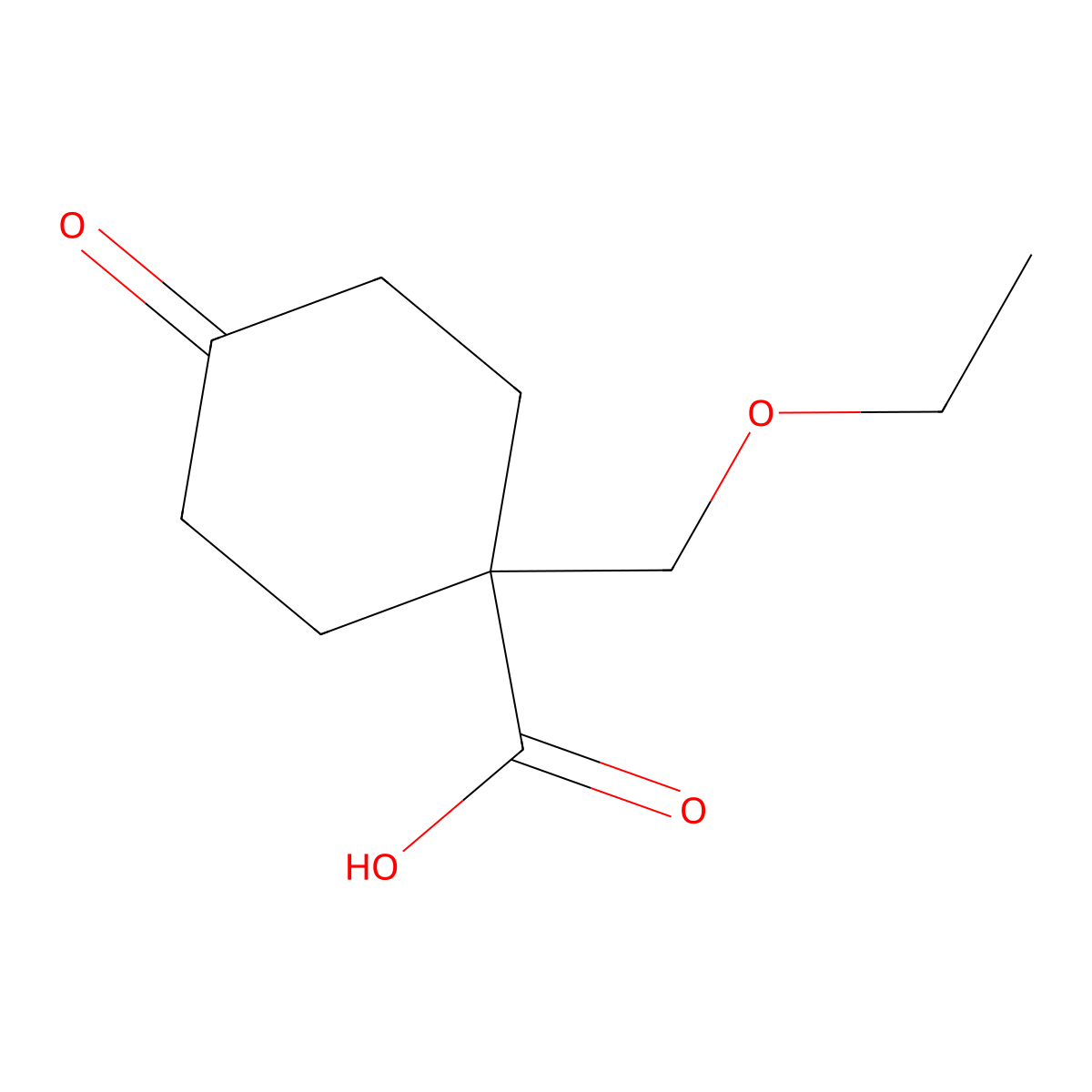1-(Ethoxymethyl)-4-oxocyclohexane-1-carboxylic acid molecular structure, CAS 2792217-18-4