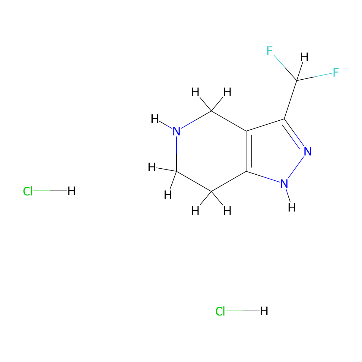 3-(difluoromethyl)-1H,4H,5H,6H,7H-pyrazolo[4,3-c]pyridine dihydrochloride molecular structure, CAS 2792217-31-1