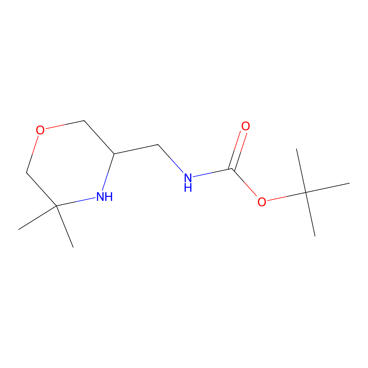 tert-butylN-[(5,5-dimethylmorpholin-3-yl)methyl]carbamate molecular structure, CAS 2792217-41-3