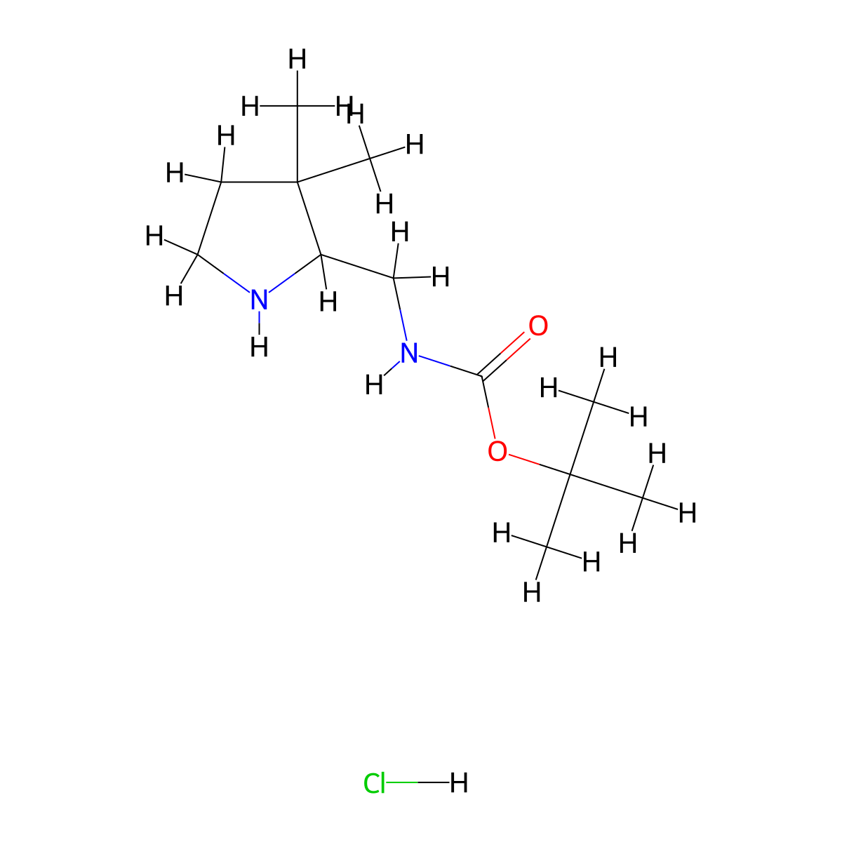 tert-butylN-[(3,3-dimethylpyrrolidin-2-yl)methyl]carbamatehydrochloride molecular structure, CAS 2792217-42-4
