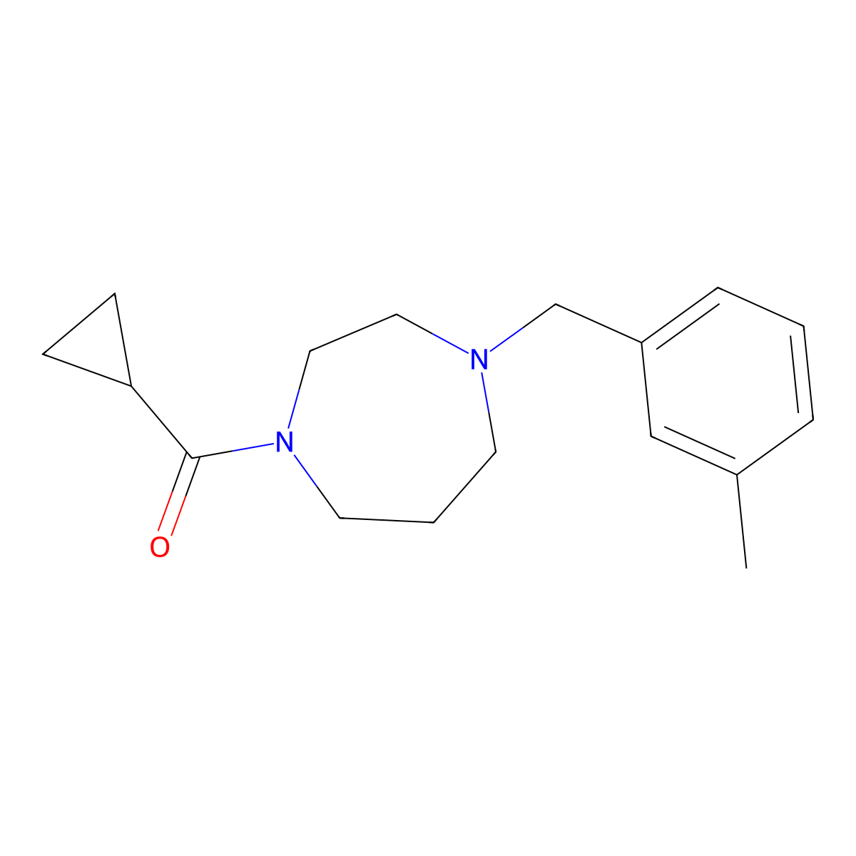1-Cyclopropanecarbonyl-4-[(3-methylphenyl)methyl]-1,4-diazepane molecular structure, CAS 2792269-59-9