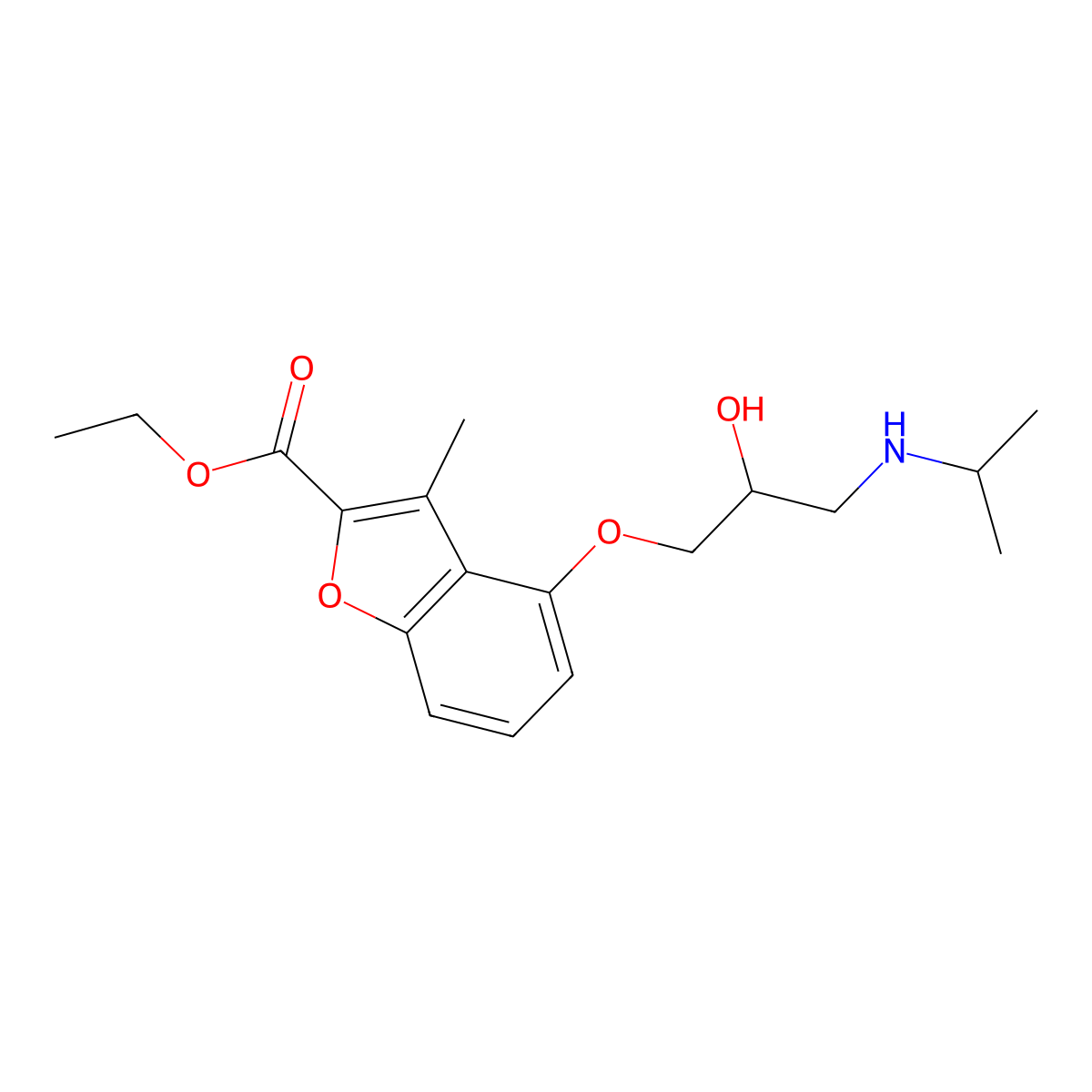 Ethyl 4-[2-hydroxy-3-(isopropylamino)propoxy]-3-methyl-1-benzofuran-2-carboxylate molecular structure, CAS 279231-65-1