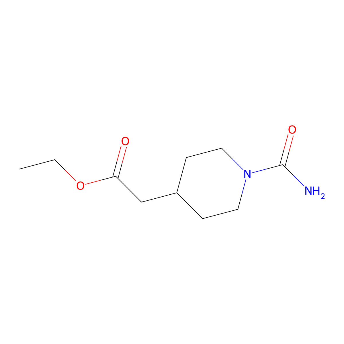 Ethyl 2-(1-carbamoylpiperidin-4-yl)acetate molecular structure, CAS 279236-51-0