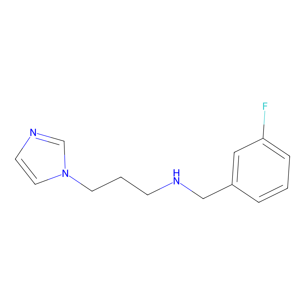 (3-Fluoro-benzyl)-(3-imidazol-1-yl-propyl)-amine molecular structure, CAS 279236-81-6
