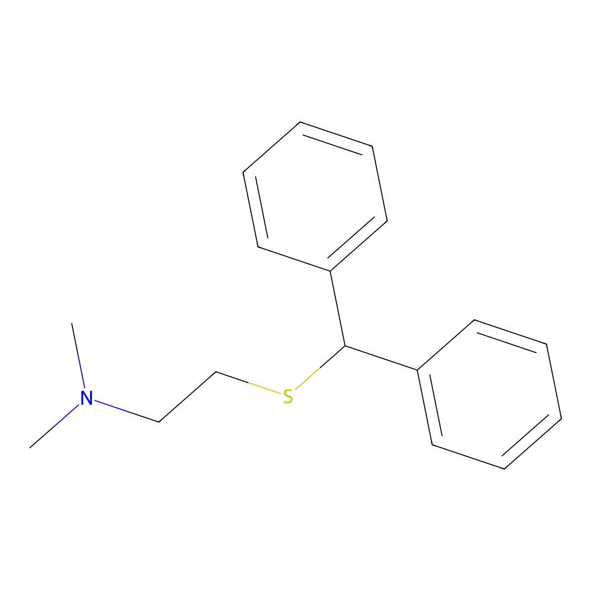 Ethanamine, 2-[(diphenylmethyl)thio]-N,N-dimethyl- molecular structure, CAS 27925-76-4