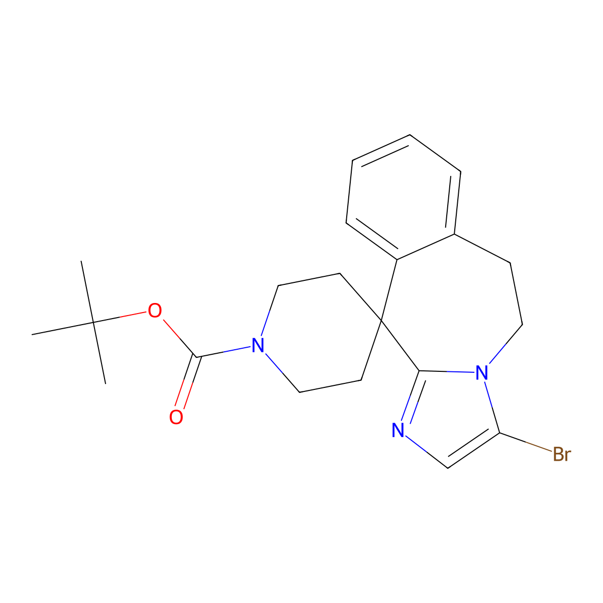 Tert-butyl 3-bromo-5,6-dihydrospiro[benzo[d]imidazo[1,2-a]azepine-11,4'-piperidine]-1'-carboxylate molecular structure, CAS 279254-14-7