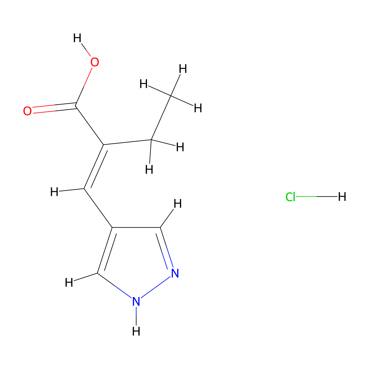 (2E)-2-[(1H-pyrazol-4-yl)methylidene]butanoic acid hydrochloride molecular structure, CAS 2792737-79-0