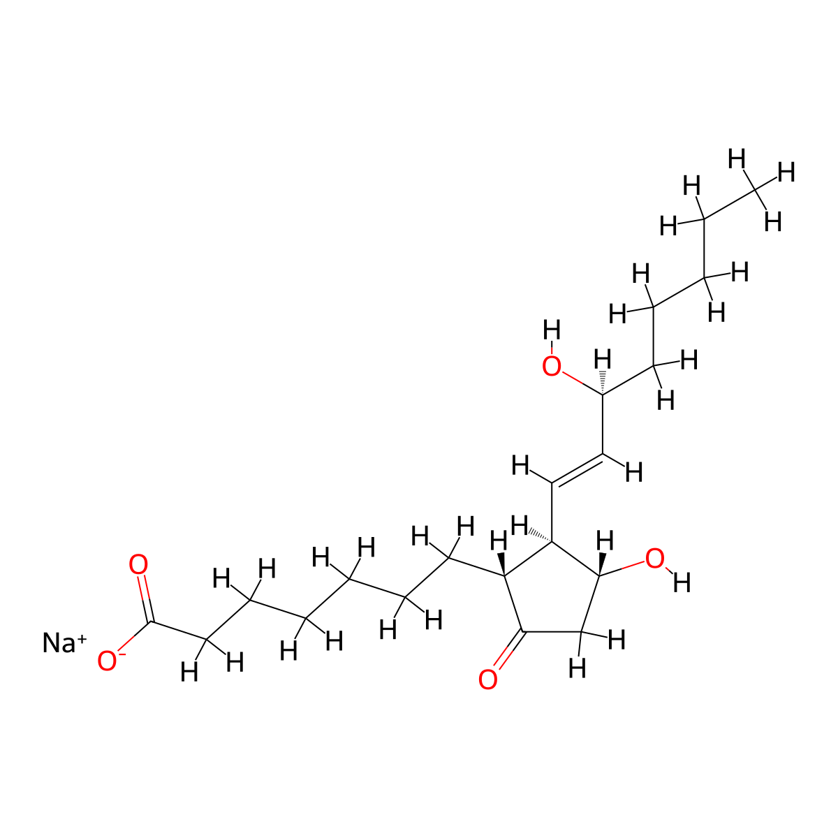 Prostaglandin E1 sodium molecular structure, CAS 27930-45-6
